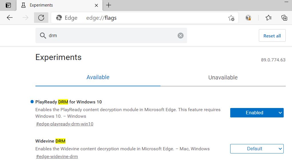 Enable PlayReady DRM in Microsoft Edge
